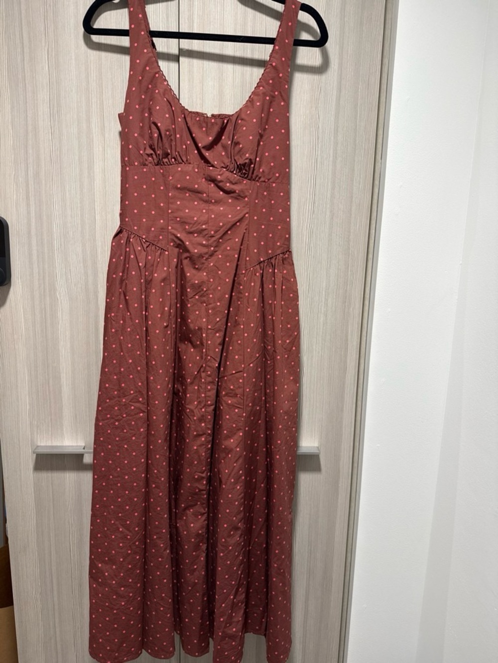 Abercrombie & Fitch Rust Red Polka Dot Midi Dress
